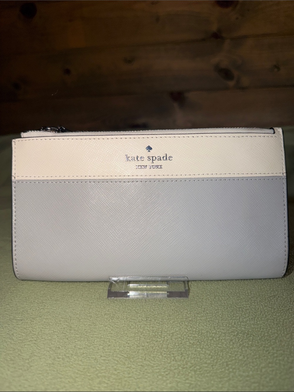 kate spade Two-Tone Zip Wallet in Light Pink and Gray